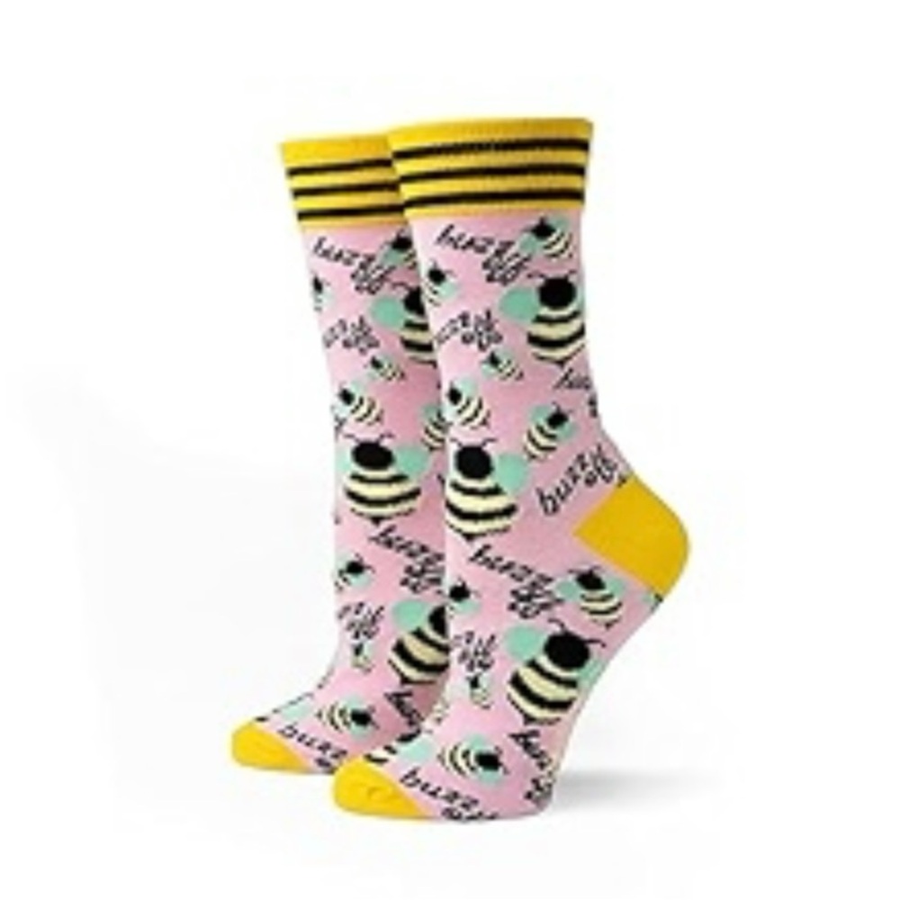 Buzzing Bee Patterned Socks - Pink and Yellow